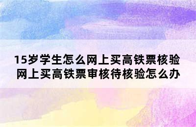 15岁学生怎么网上买高铁票核验 网上买高铁票审核待核验怎么办